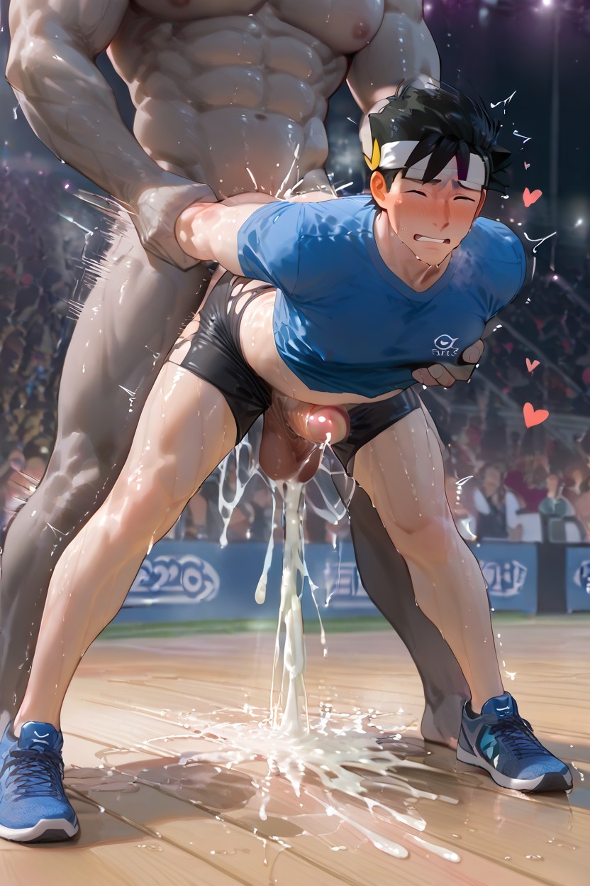 Drenched, Blushing, Low Lean Body AI Gay Porn