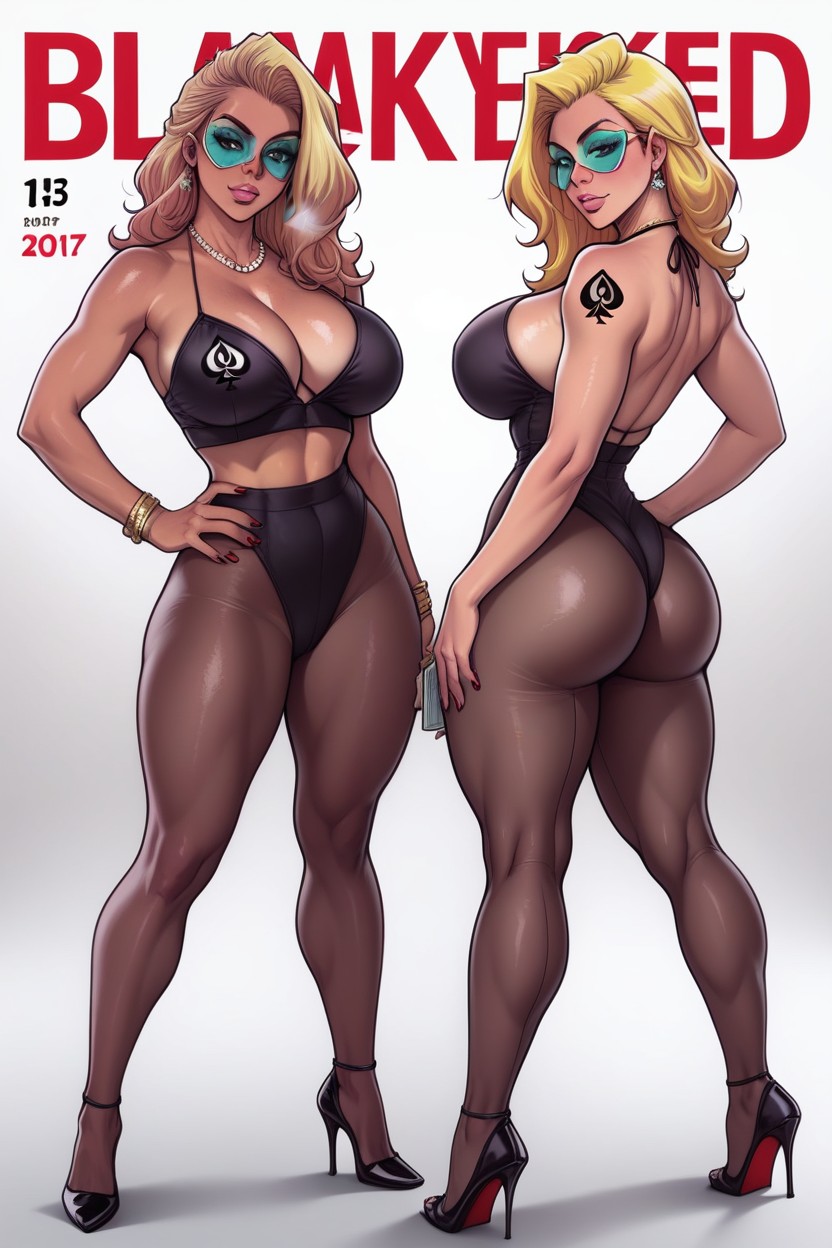 Englishs Title Text Everywhere, Standing, Blonde Woman Hentai AI Porn