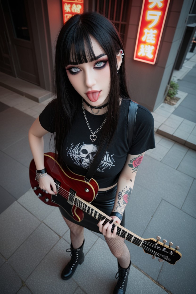 18+, 吐舌頭, Heavy Goth Makeup AI國產黃片