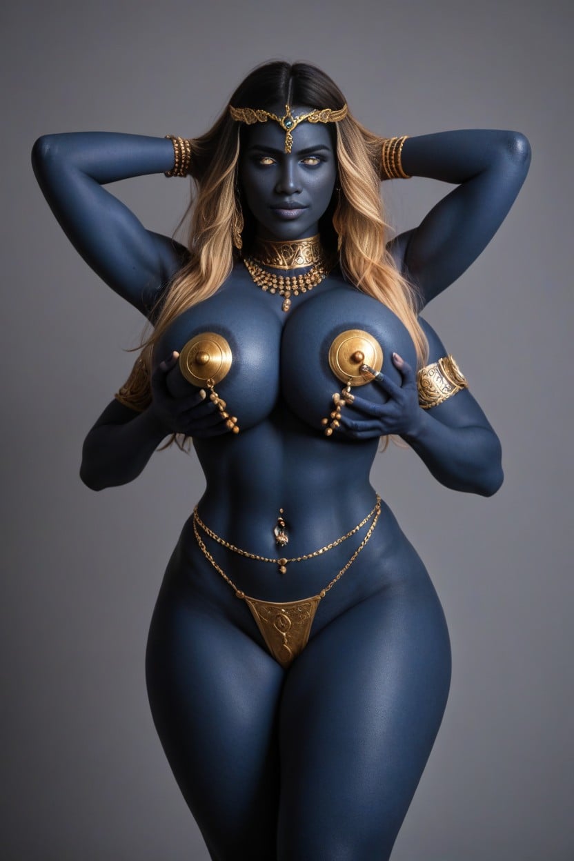 Super Beautiful Face, Gold Belly Chain, Golden Accessories AI Porn