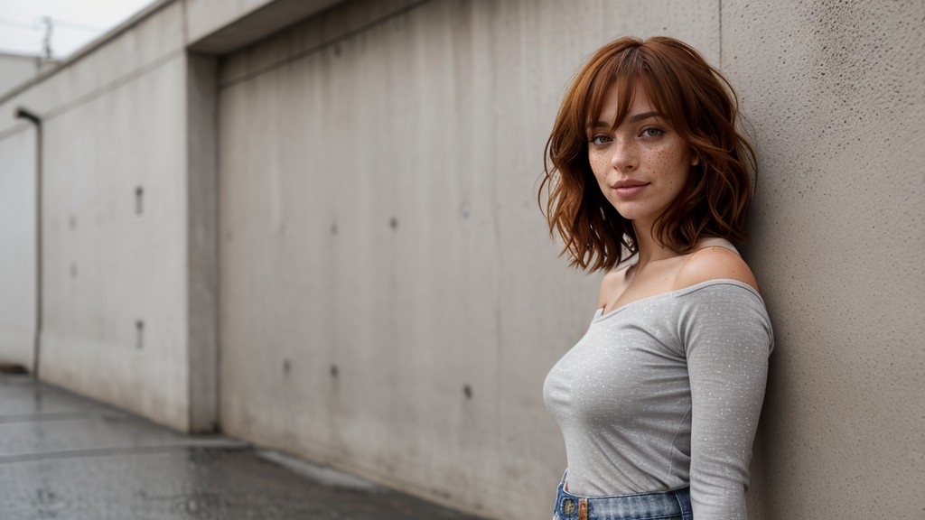 Perfect Skin, Eyeshadow, White Concrete Wall Background AI Porn