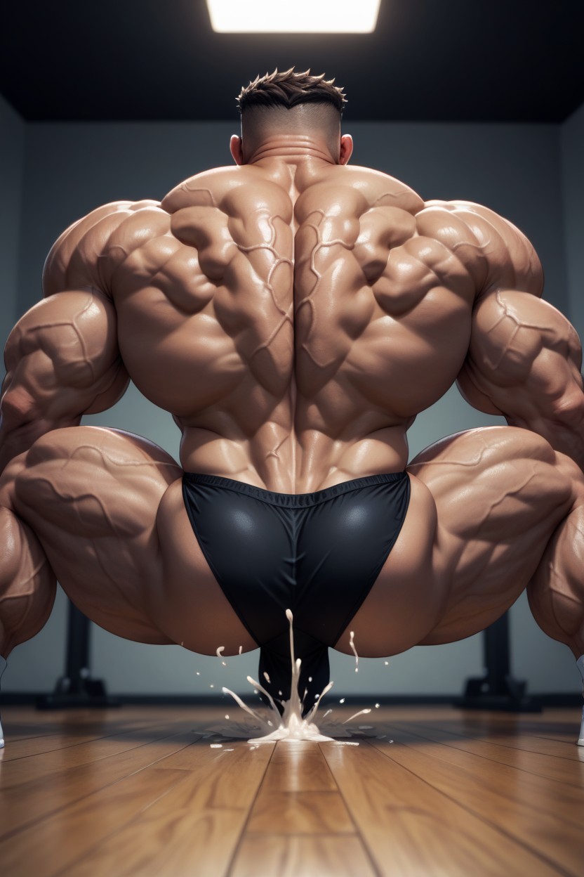 Clenched Teeth, Short Length, From Back View AI Gay Porn