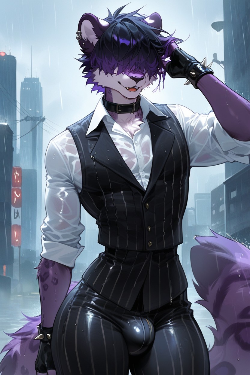 Messy Hair, Long Fluffy Tail, Thick Thighs Furry AI Porn