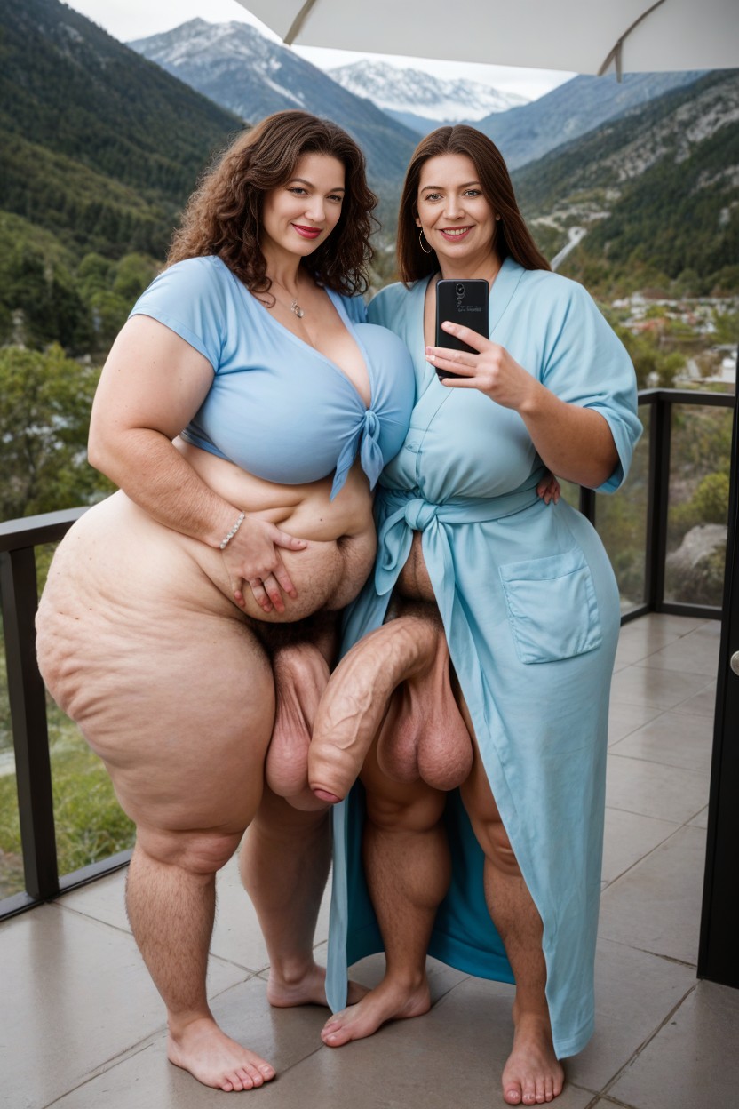 Bathrobe, 60+, Brunette AI Porn