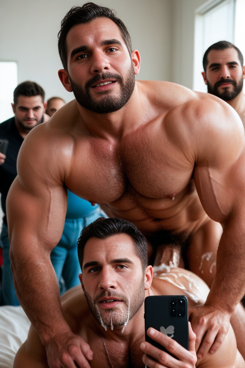 Gang Bang, Close Up, Extreme Cum On Armpits AI Gay Porn