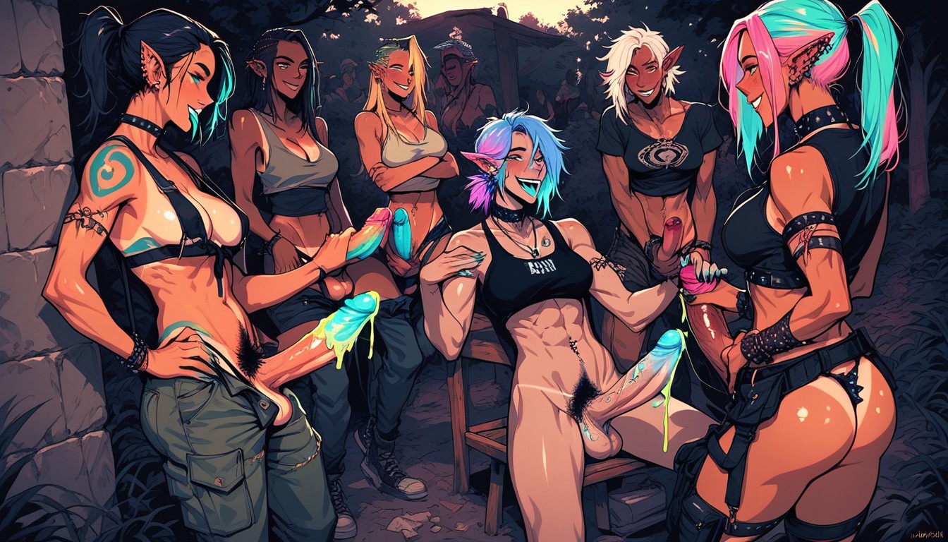 Paws, Futanari, Rainbow Hair Hentai AI Porn