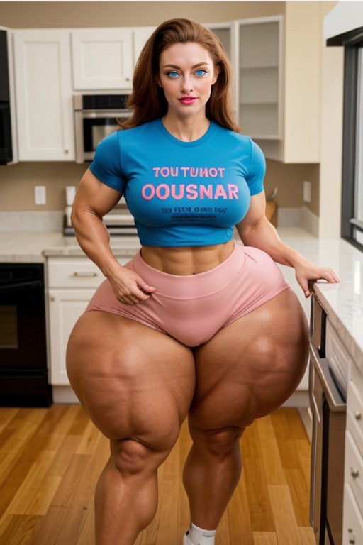 Hyper Gigantic Massive Muscles Woman, Flexed Quads, Breast Expansion AI Porn
