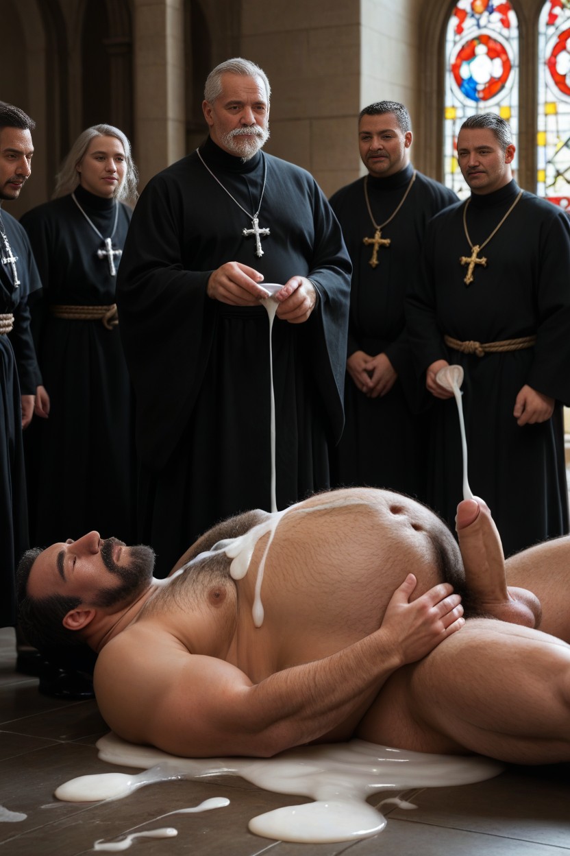 Hyper Roperope Bondage, Foreskin In Pool Of Cum On Floor, Many Used White Condoms On The Floor AI Gay Porn