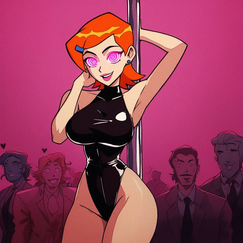 Arched Eyebrows, High Heels, Orange Hair Hentai AI Porn