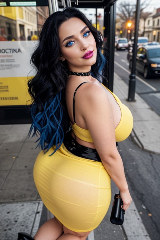 Extremely Gigantic Goddess, Botox Lips, Glossy Pink Lipstick AI Porn