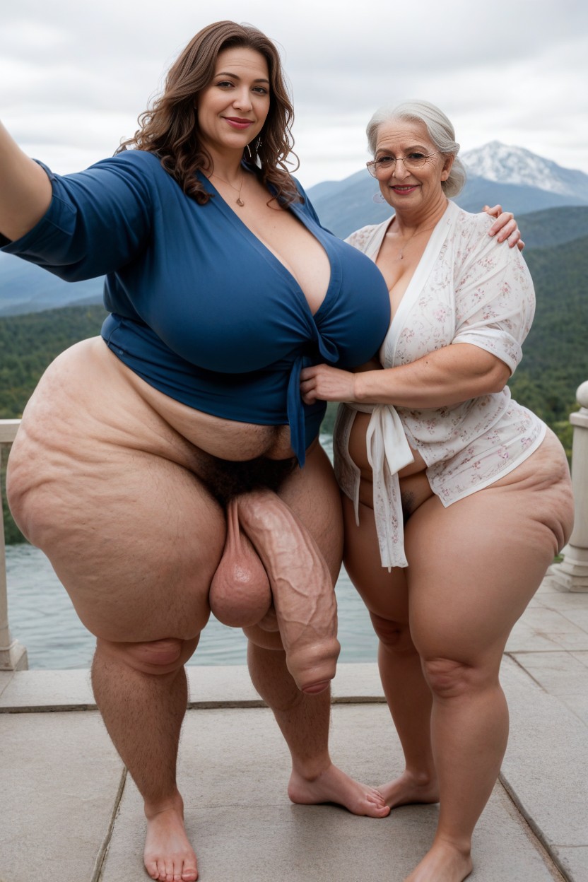 Gigantic Saggy Breast, 2 People, Large Hips AI Porn