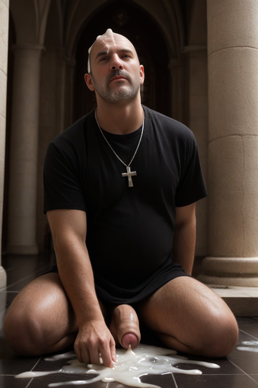 Flaccid Penis, Hyper Long Foreskin Foreskin Touching Floor, On Hands And Knees On Floor AI Gay Porn