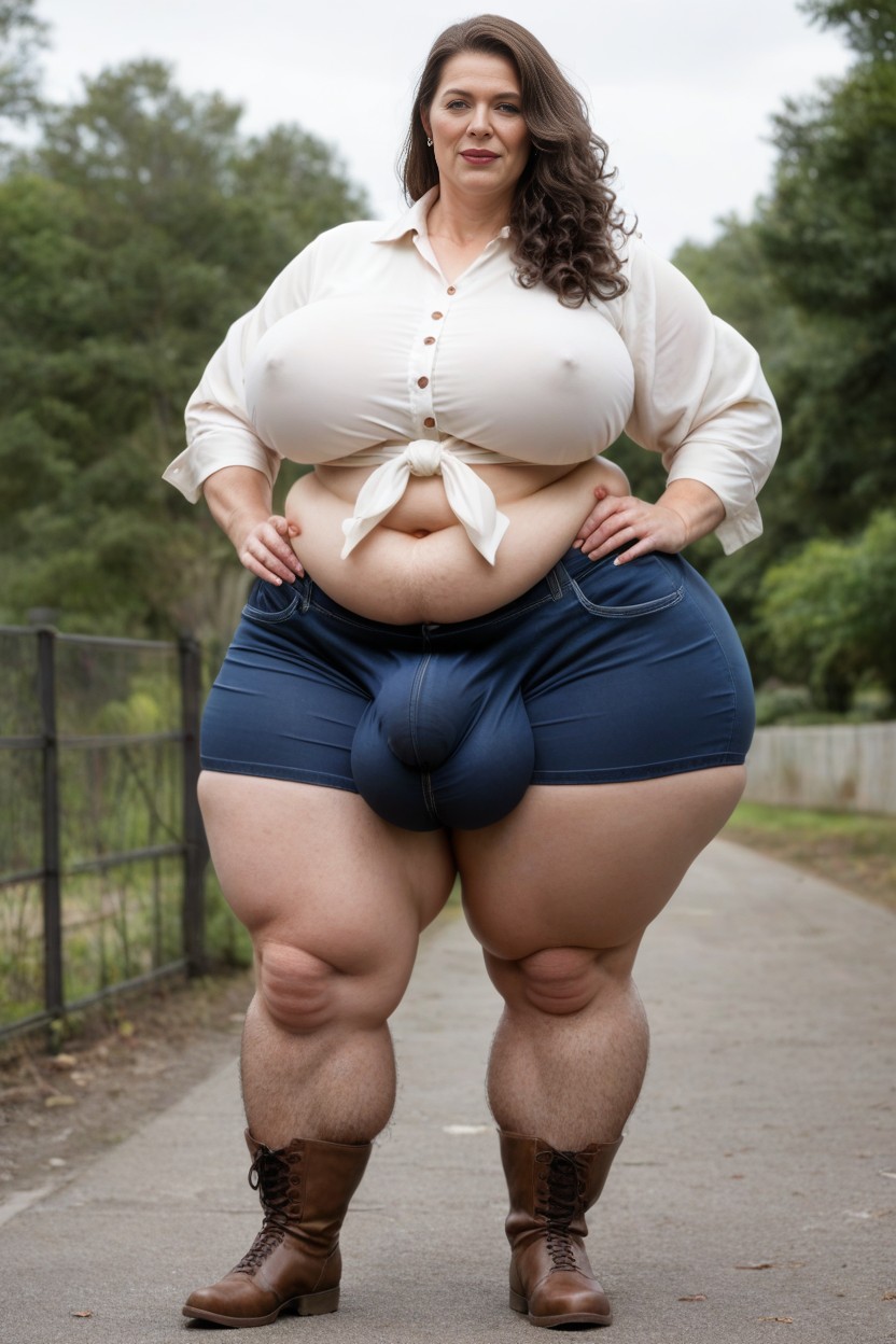 Fully Clothed, Gigantic Saggy Breast, Extremely Large Ass AI Porn
