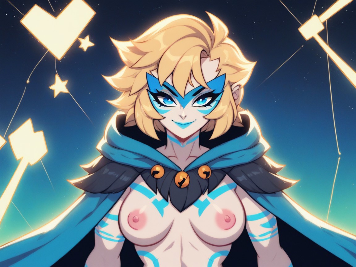 High Color Contrast, Tribal Wear, Blue Lipstick Hentai AI Porn