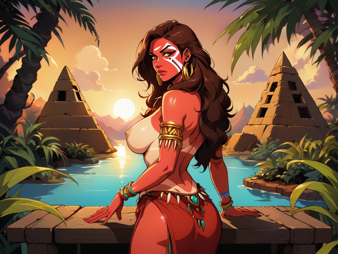 Bone Jewelry, Brown Eyes, Rear View AI Porn