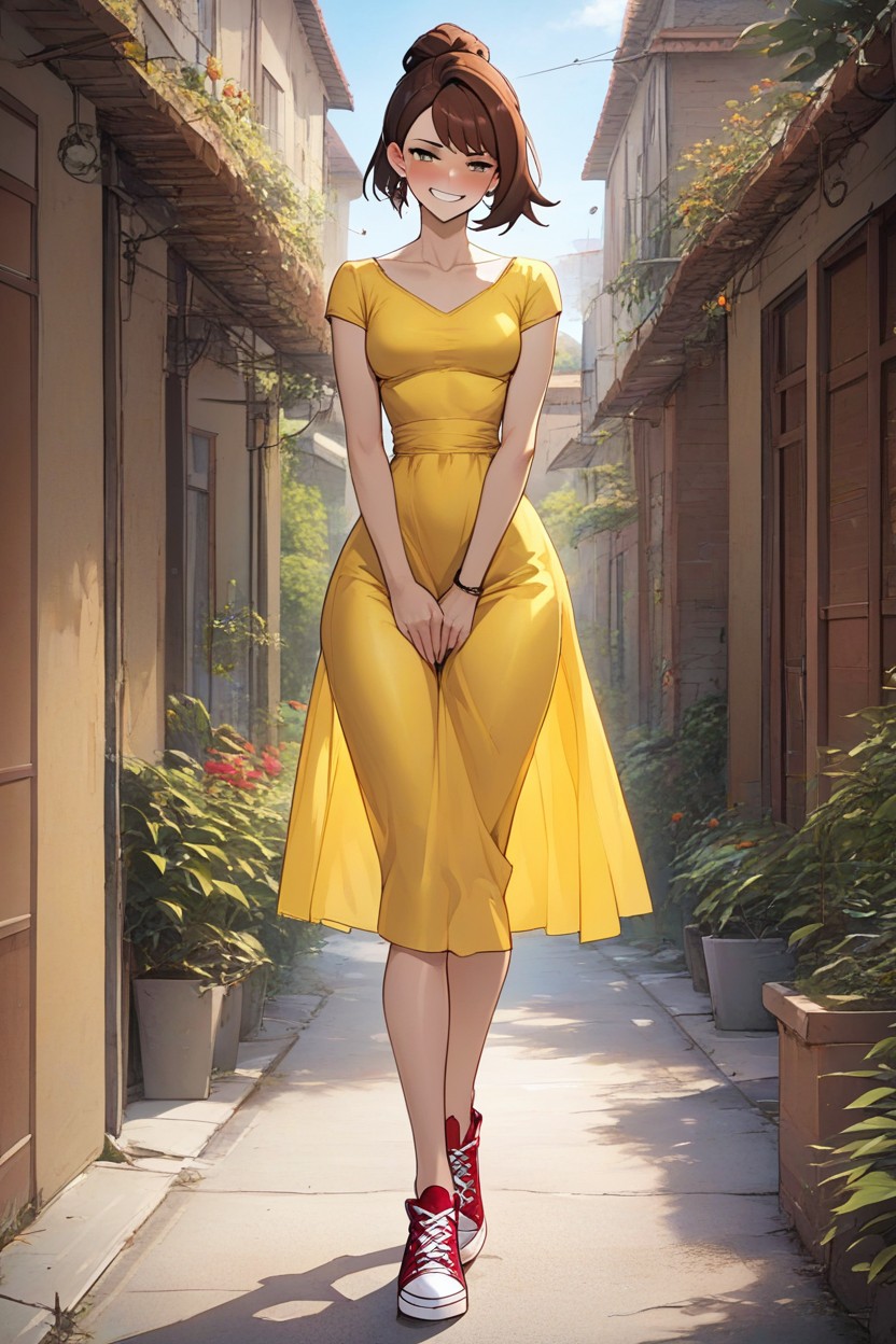 Small Breasts, Ultra Extremely Tight Dress, Sun Lit AI Porn