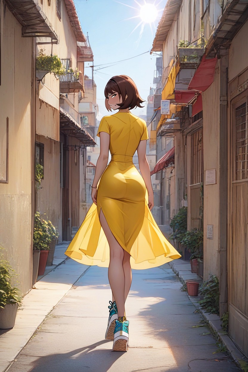 Looking At Viewer, Slightly Detailed Face, Ultra Big Round Upper Glutes AI Porn