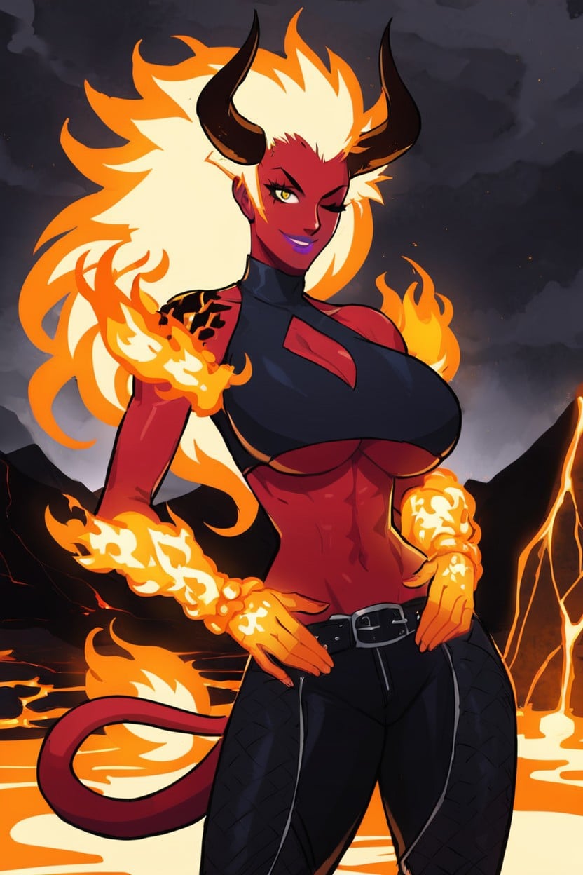 Fiery Hair, Te Ka, Hourglass Figure ラティーナAIエロ