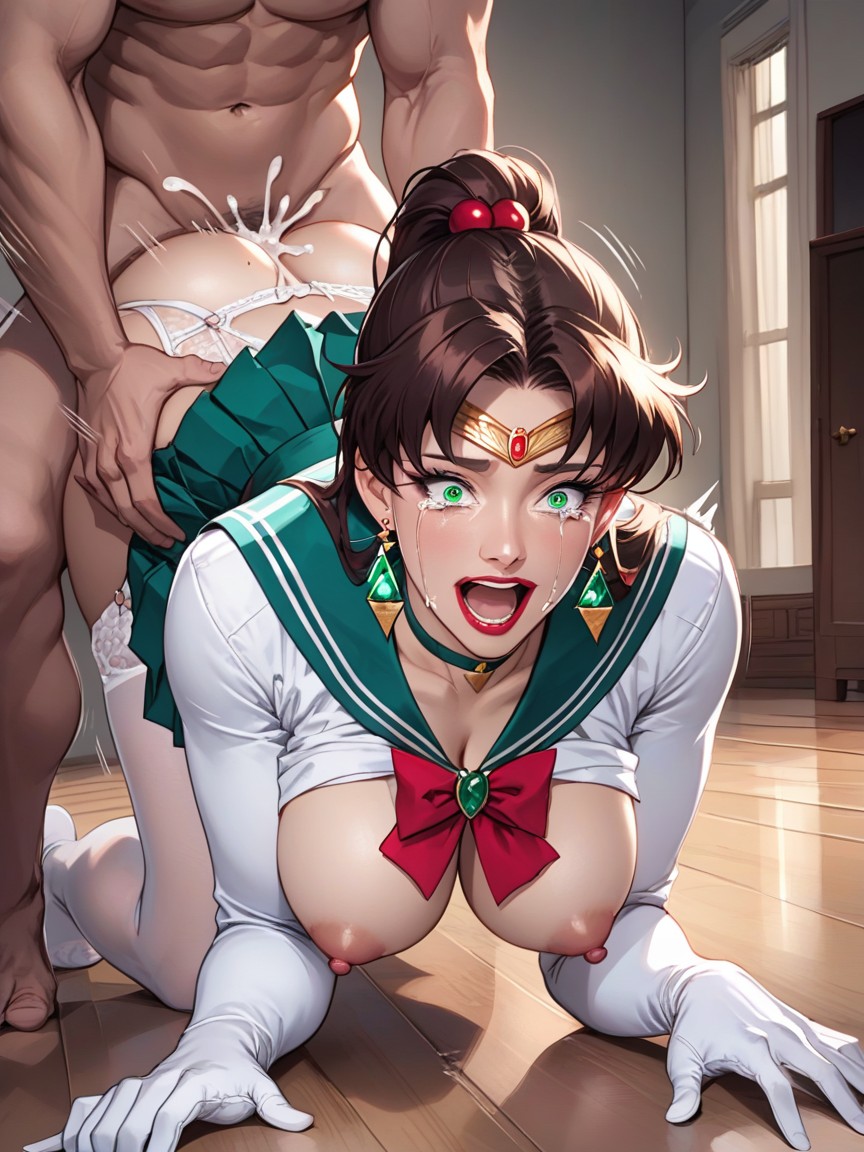 Deep Penetration, Beautiful Face, Green Pleated Skirt Hentai AI Porn