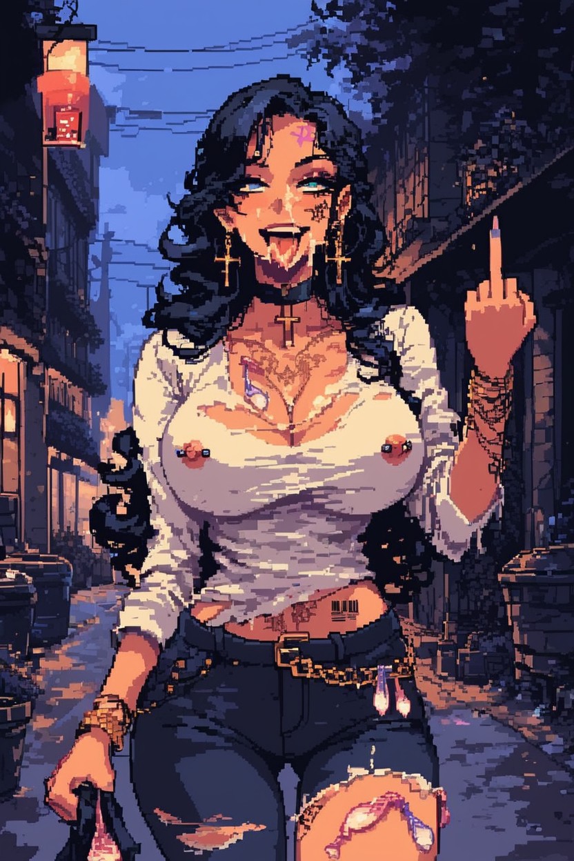 Cum Everywhere, Dressed Like A Whore, Black Hair AI Porn