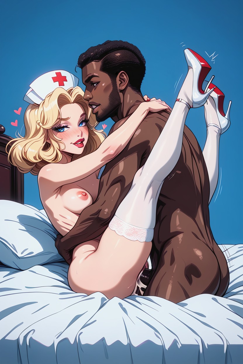 Impossible Snatched Waist, Luscious Lips, Shiny Red Lips AI Porn