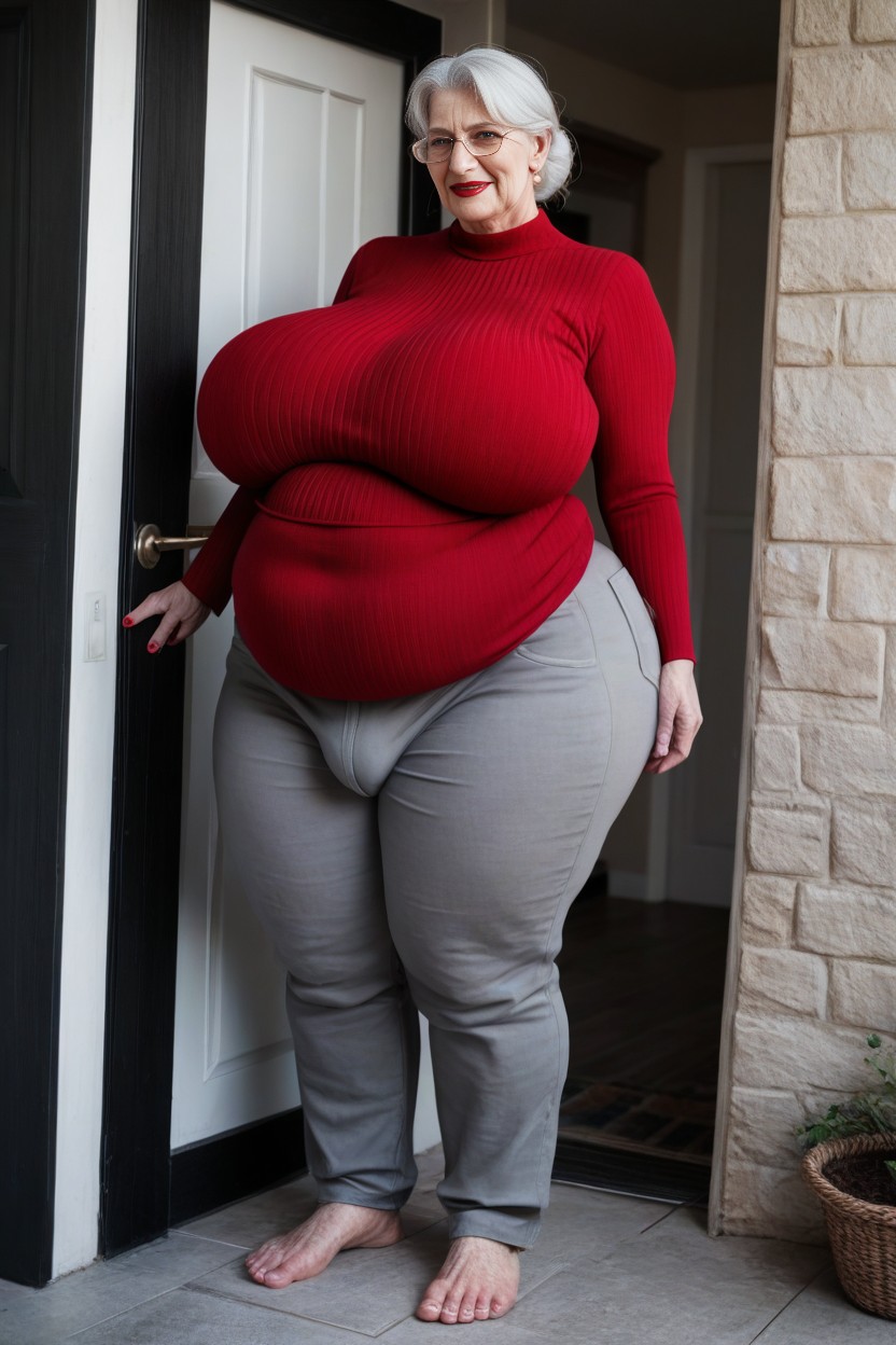 Standing, 60+, Grandma Way Taller Than AI Porn