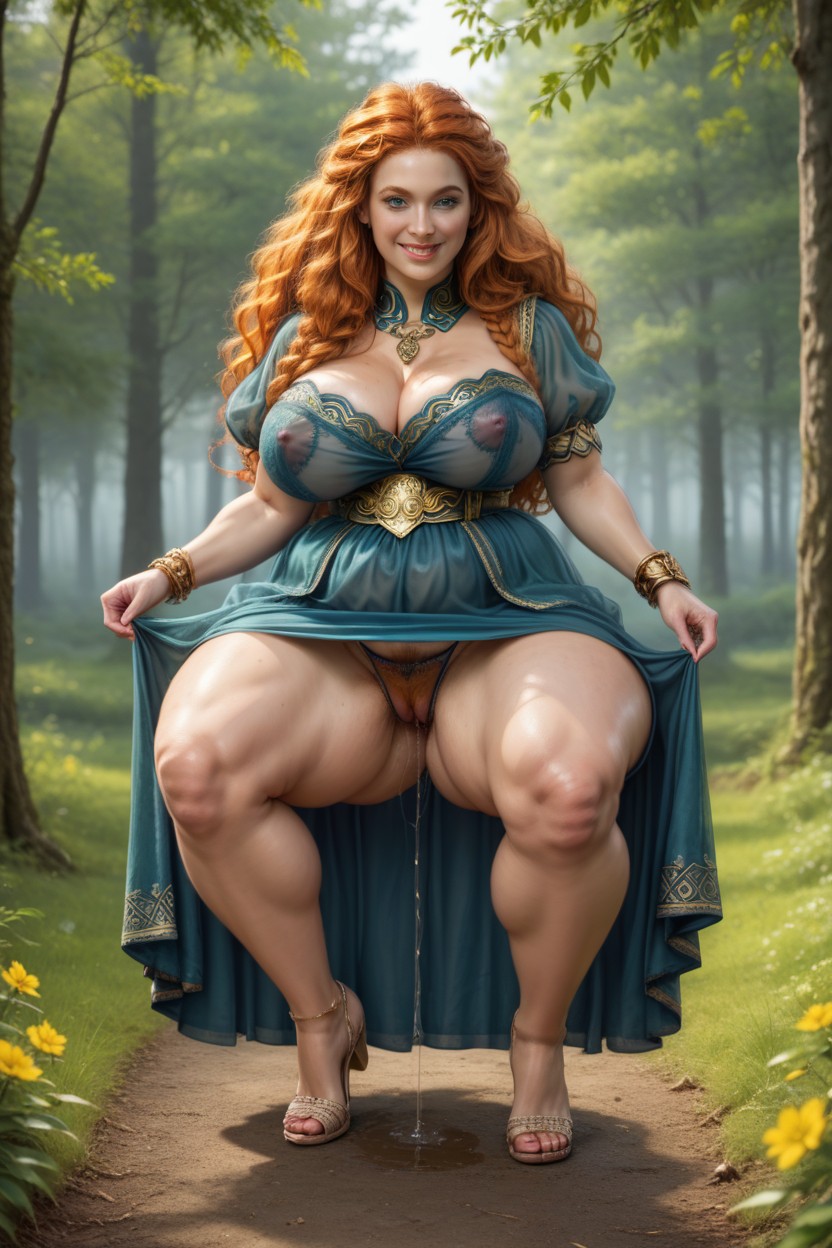 Princess Merida From Brave, Norse Dress, Wearing A Long Tight Dress Hentai AI Porn