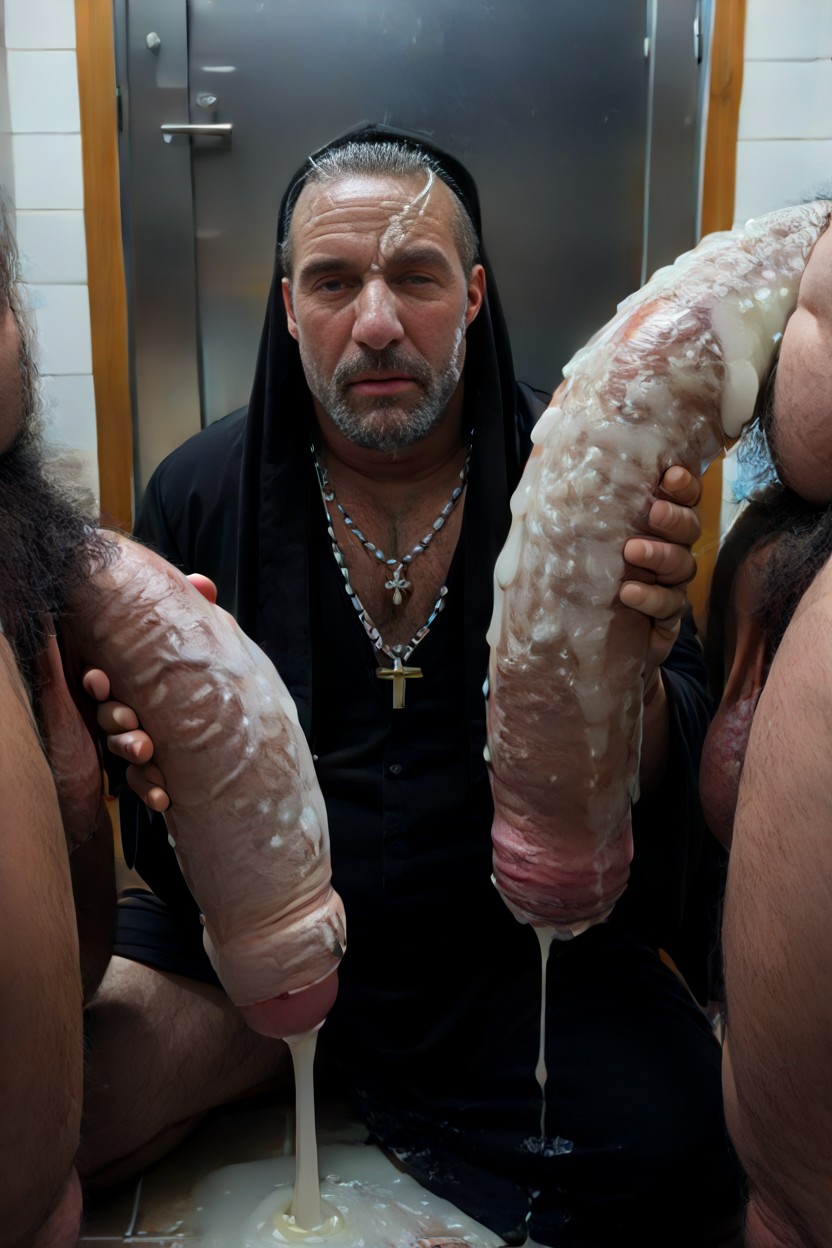 Hyper Hairy Chest Hairy Chest, Dripping Cum, Uncut ゲイAIポルノ