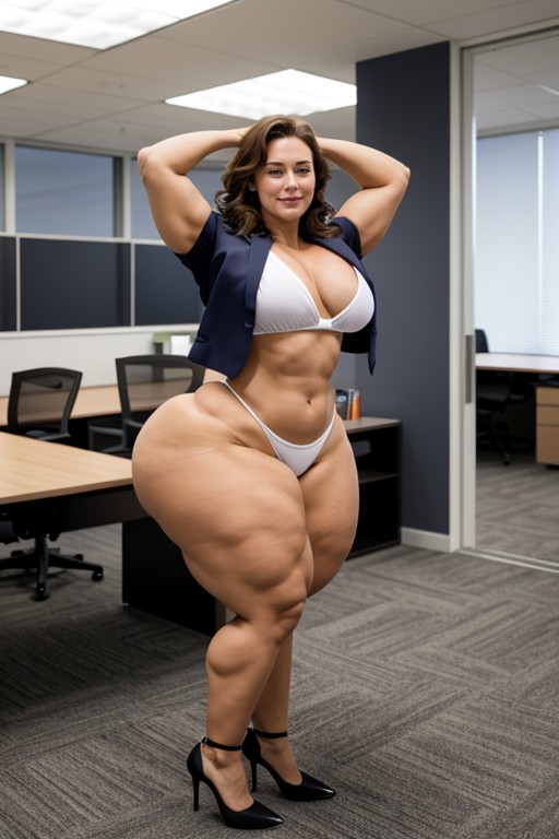 Front View Of Woman, Open Legs, Medium Hair AI Porn