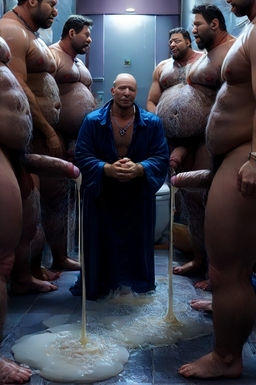 Group Of Men With Mustache, Hyper Hairy Belly Belly Hair, Flaccid Penis ゲイAIポルノ