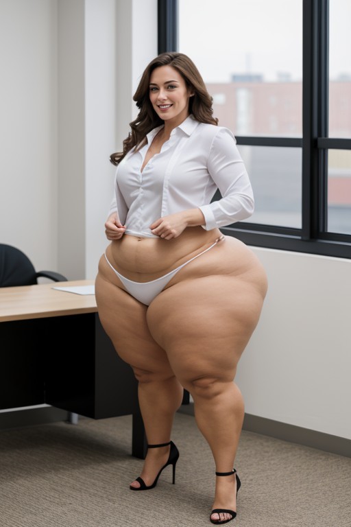 Fat Thighs, Small Breast, Legs Spread Open AI Porn