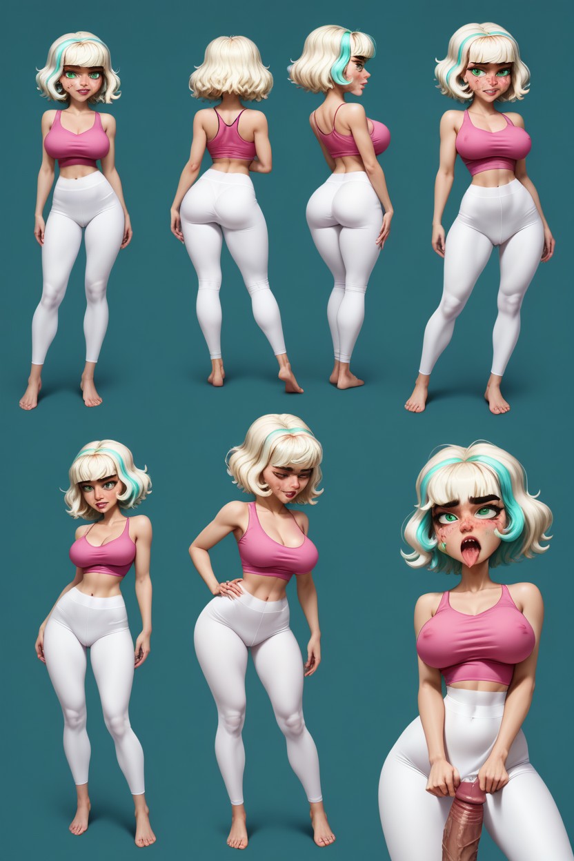 Beautiful Face, Thick Eyebrows, Horsedick From Behind Standing Sex Collage Multiple Views AI Porn