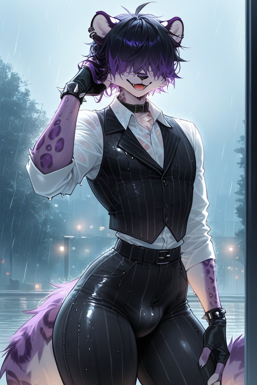 Feminine, Raining, Medium Length Furry AI Porn