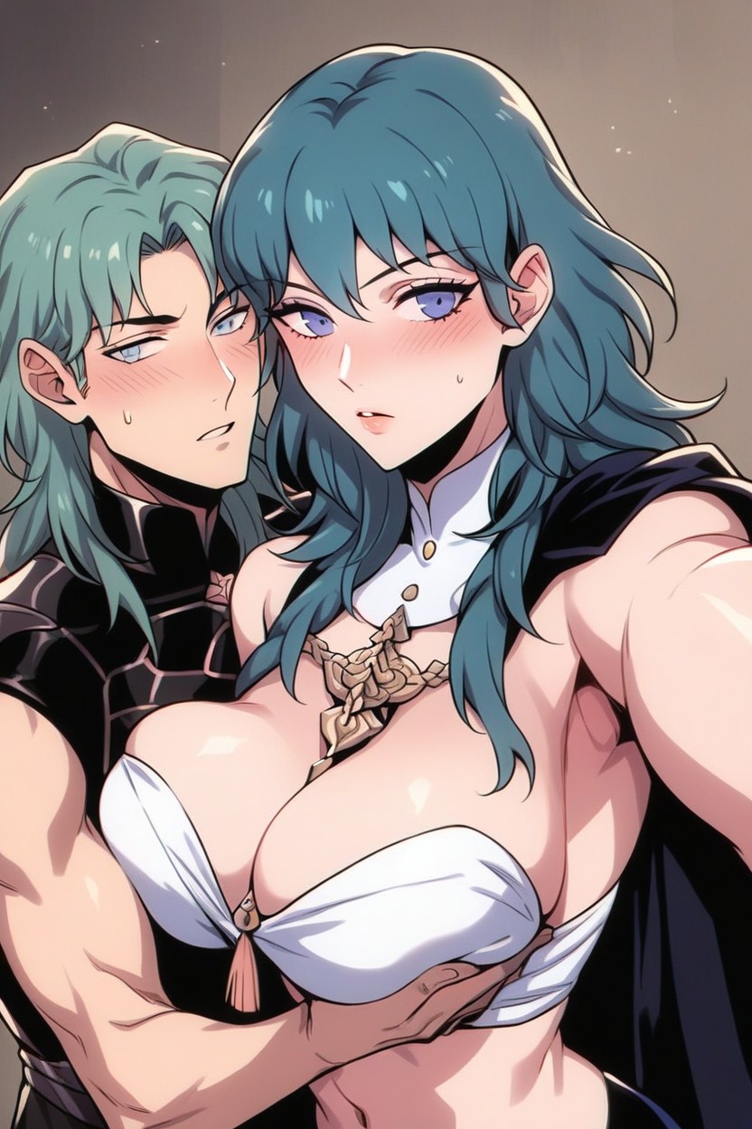 Breasts Groped By Mans Hands, Breast Smother, Nose Between Breasts Hentai AI Porn