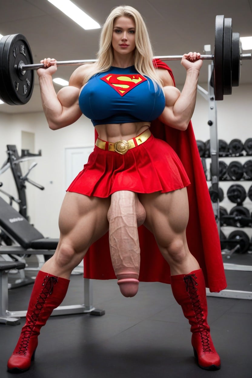 Gigantic Muscles, Red Cape, Impossibly Giant Penis Shemale AI Porn