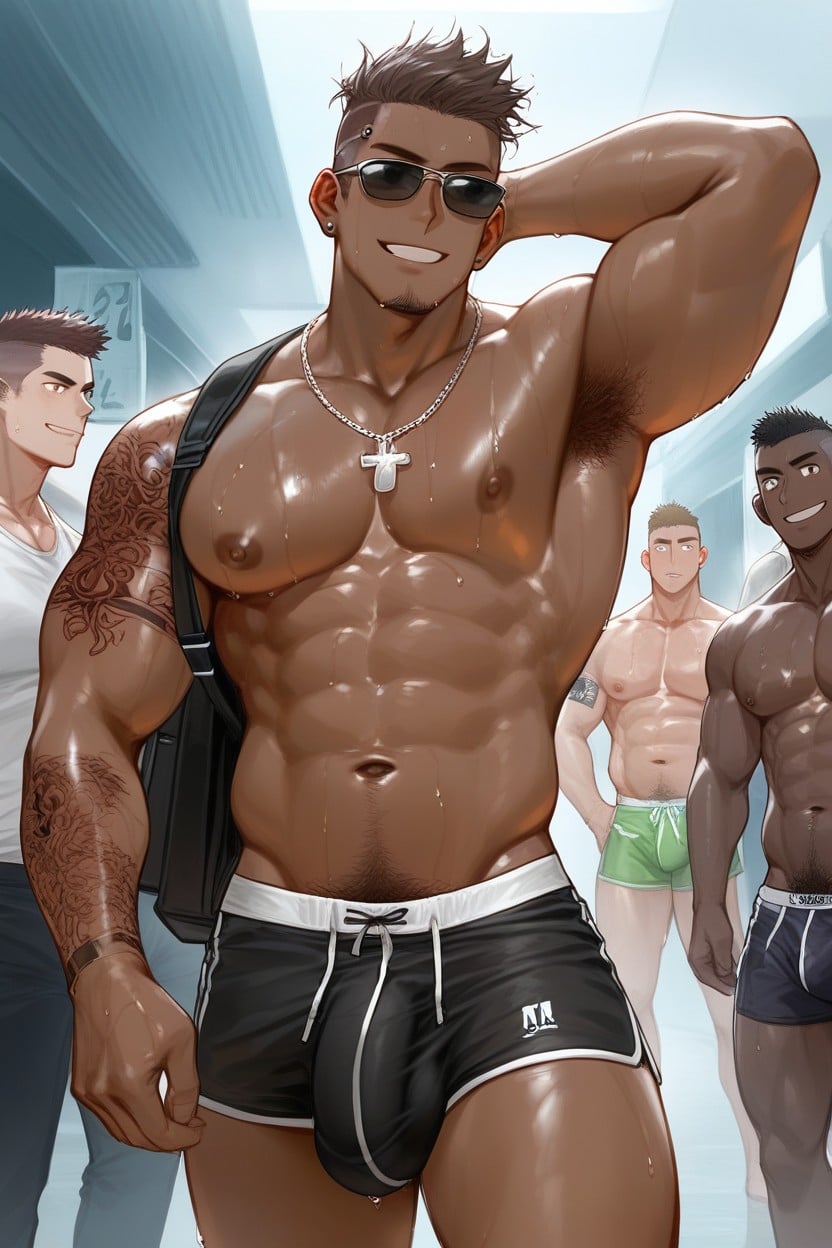 大きい, スキニー, Dick Inside Boxer ゲイAIポルノ