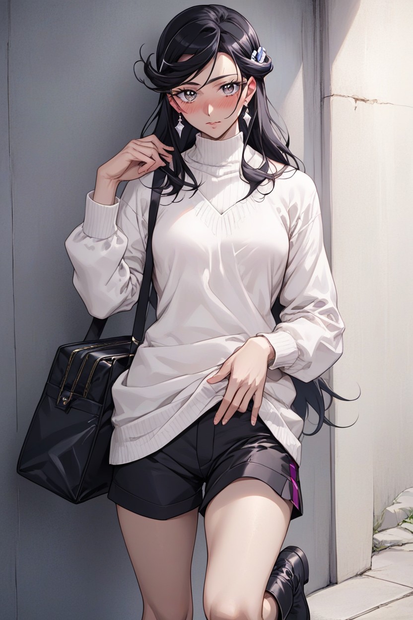Large Eyes, Black Clutch Bag, 18+ Hentai AI Porn