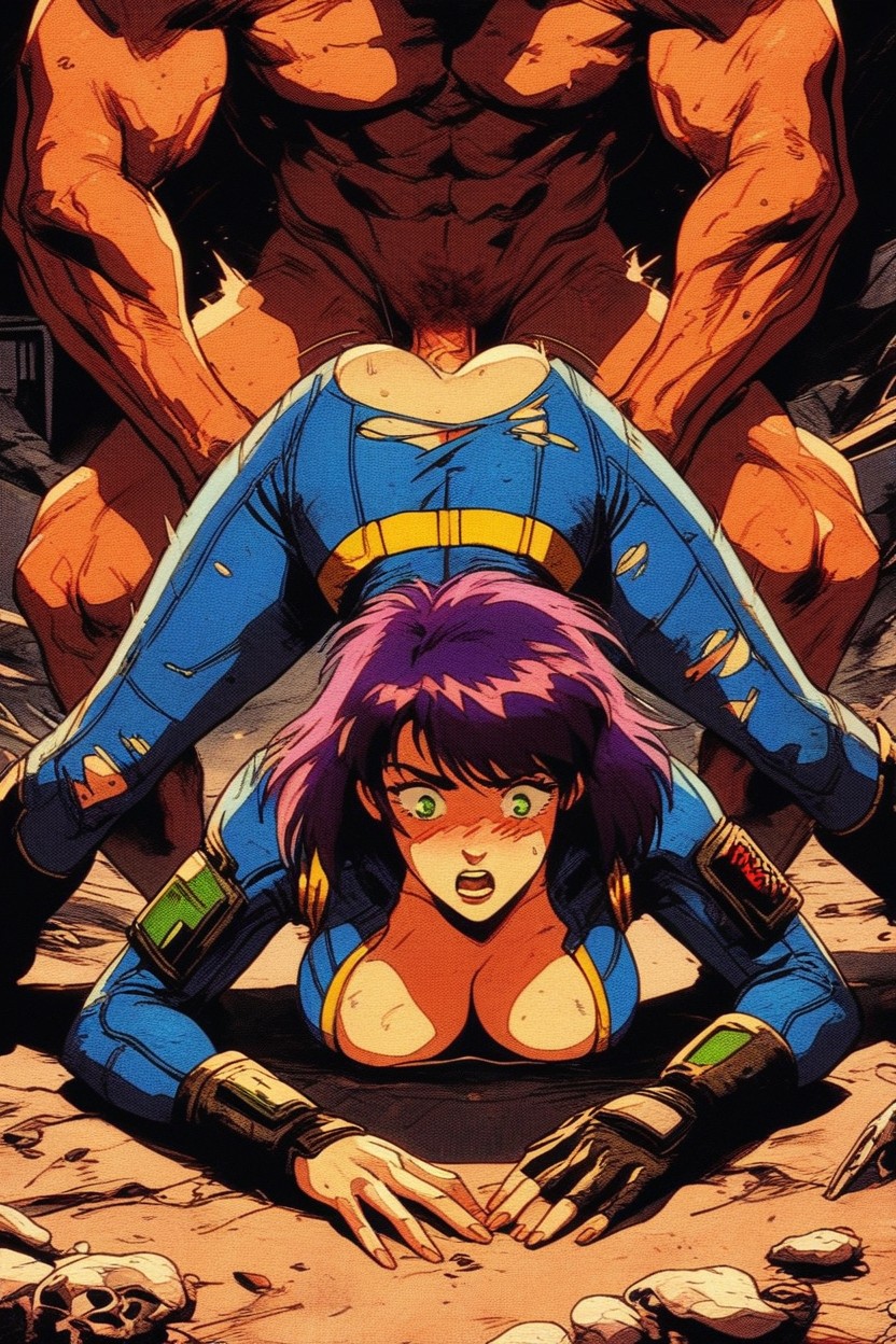 Vault Woman, Purple Hair, Pronebone AI Porn