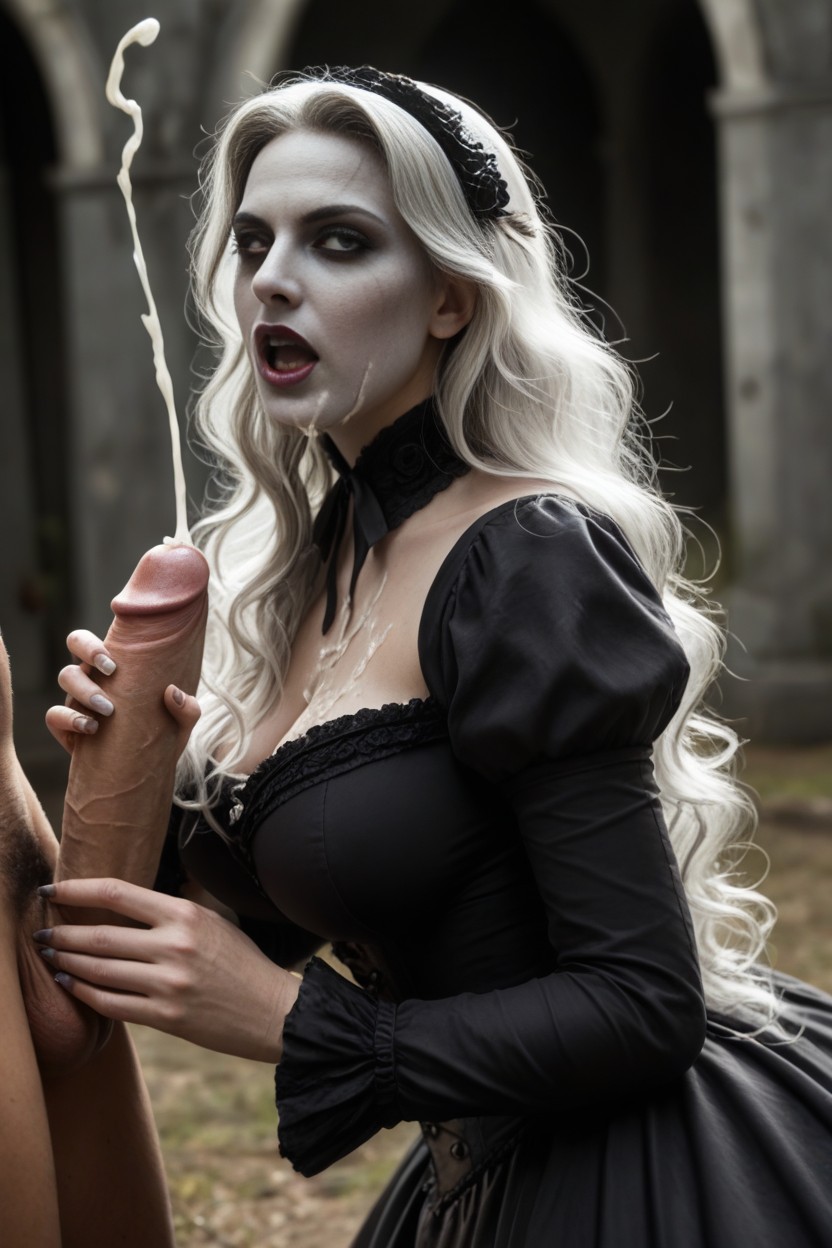 Skinny, Undead Ghastly Ghoulish Pallid Scarred Zombie Appearance, Permed Hair AI Porn