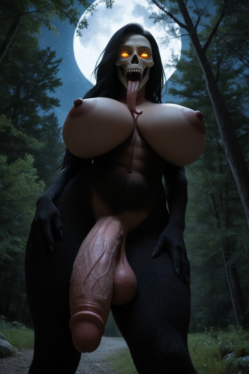 Night Sky, Fit, Black Fur Shemale AI Porn
