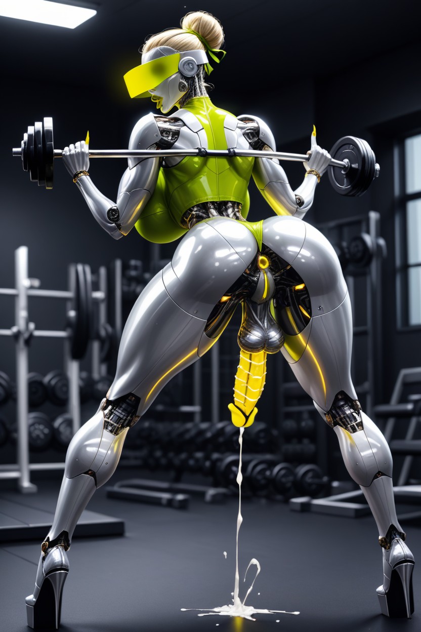 Green Ribbon In Her Hair, Metallic Penis With Metallic Tip, Breast Expansion AI Porn