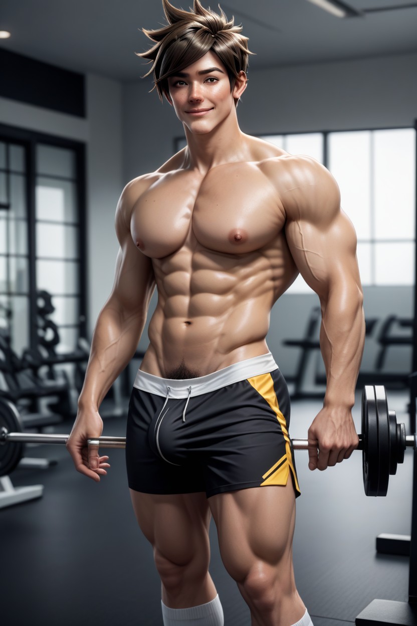 Hyper Pecs, Huge Dick, Detailed Face ゲイAIポルノ