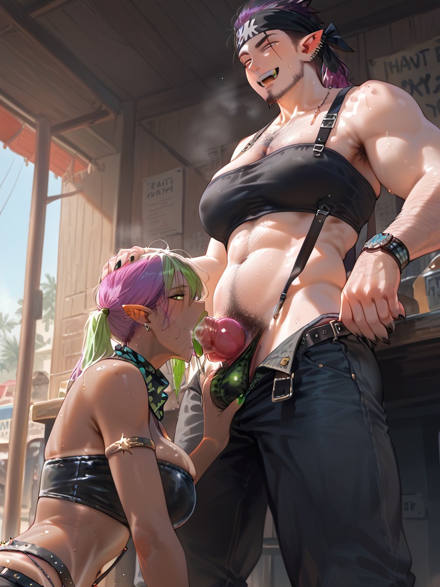 Futanari, Ponytail, Blowjob Hentai AI Porn