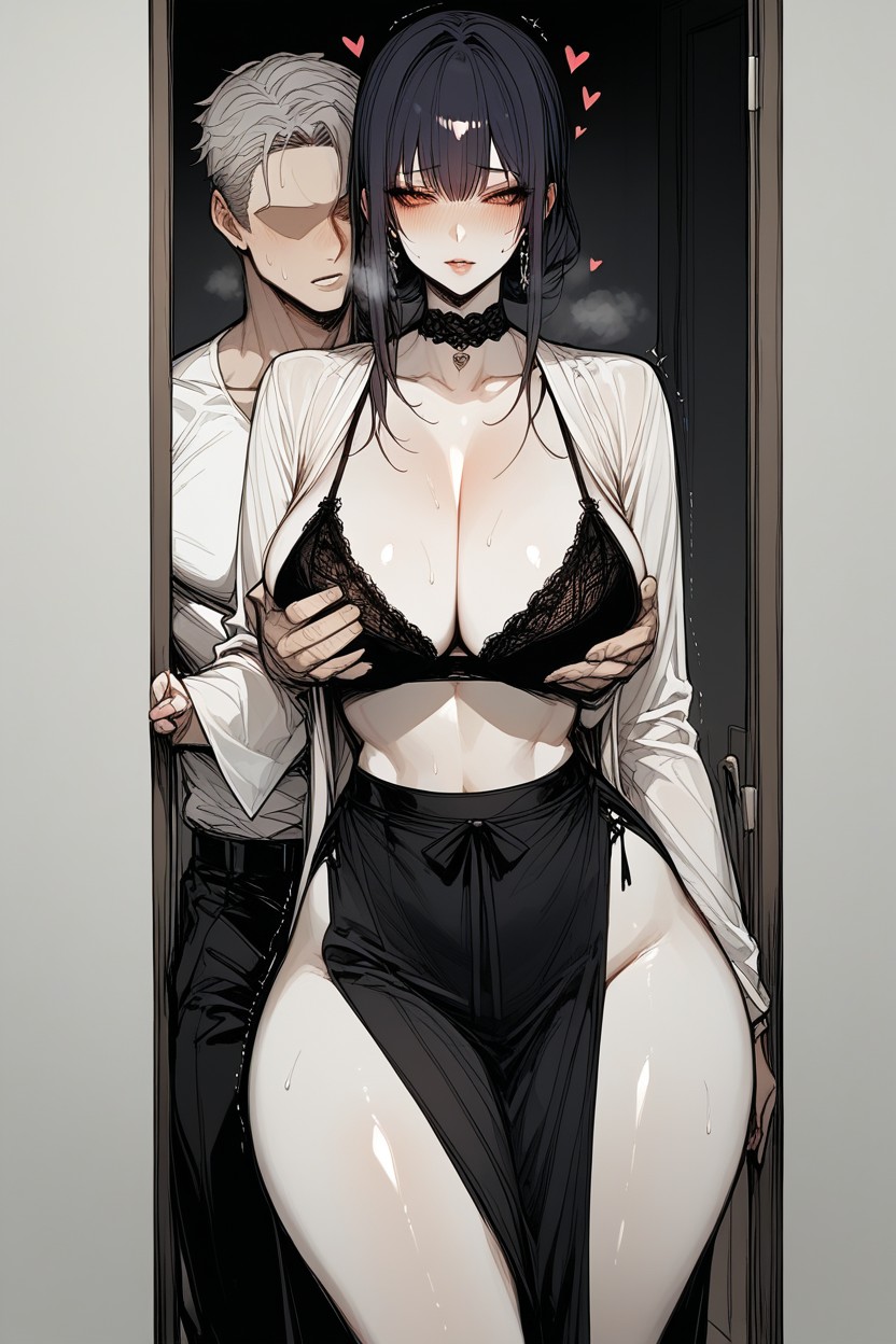 Shaking Legs, Busty, Huge Thighs Hentai AI Porn
