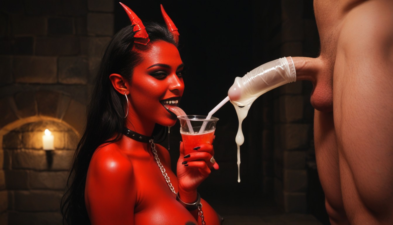 Excessive Cum, Side View, Succubus AI Porn