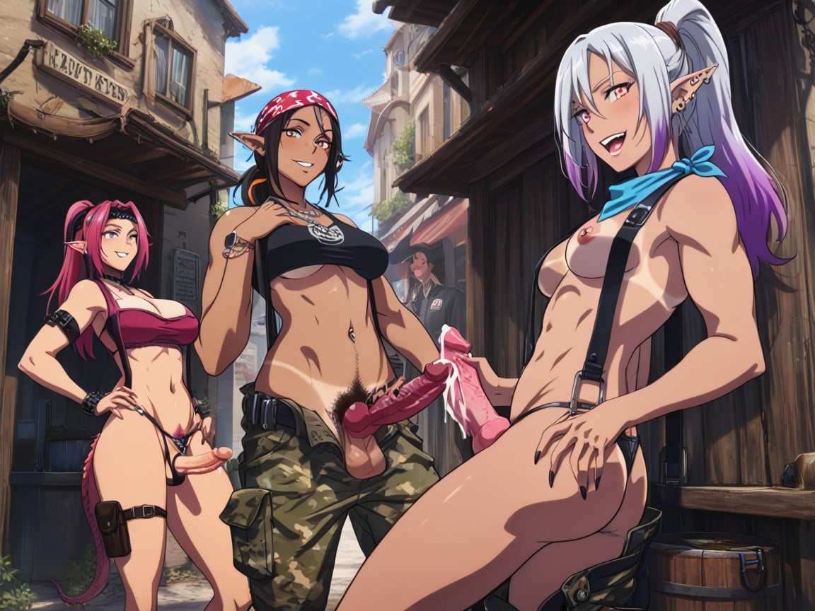 Elf, Chest Hair, Multi Colored Hair Hentai AI Porn