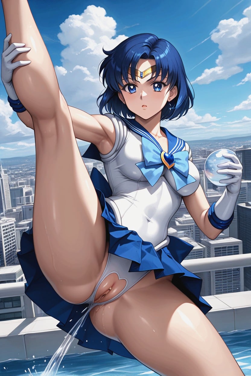 Pussy Juice Dripping, Medium Breast, High Kick Pose Hentai AI Porn