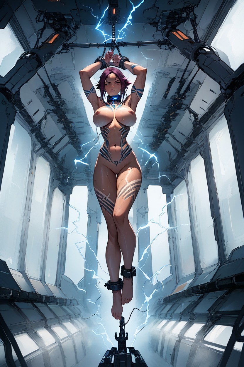 Oiled Skin, Legs Tied Stretched Pulled Down, Arms Tied Stretched Pulled Above Head AI Porn