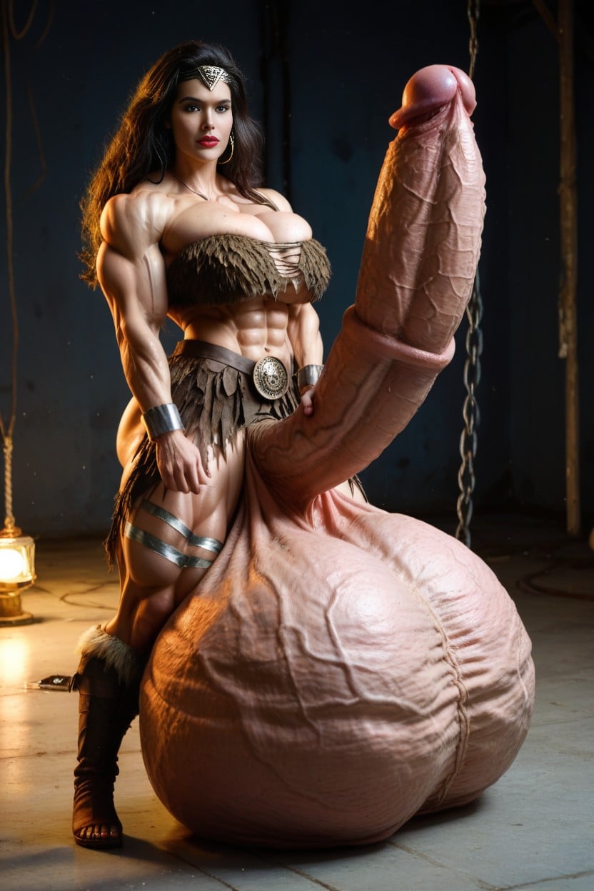 Ultra High Detail, Amazonian Futanari, Cavewoman Shemale AI Porn
