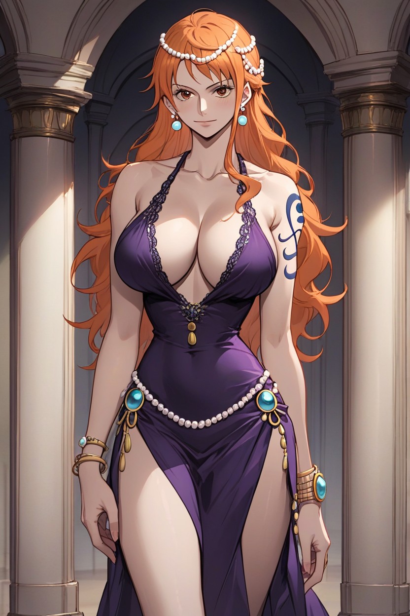 Orange_hair, Nami_\one_piece\, Collarbone Hentai AI Porn